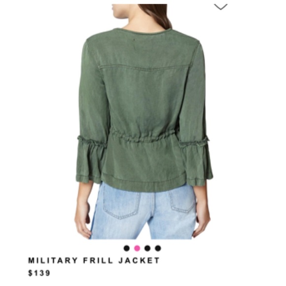 Sanctuary Olive Green Military Frill Ruffle Linen Utility Jacket Bell Sleeves S - Picture 3 of 14